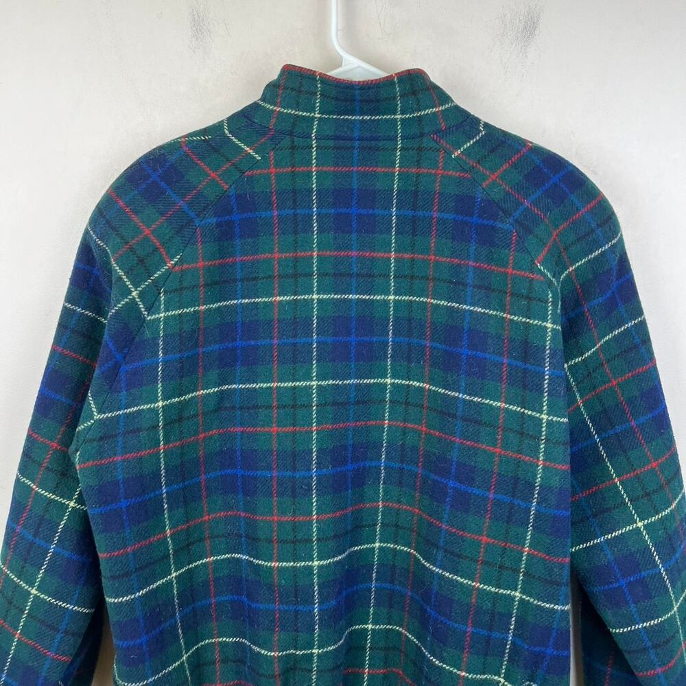 Vintage 90s Pendleton Womens 100% Wool Plaid Bomber Jacket Blue Green Size S - Picture 4 of 6